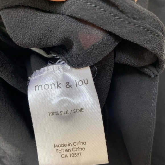 Monk & Lou 100% Silk V-Neck Band Collar Sheer Sleeveless Surplice Top - Picture 9 of 14